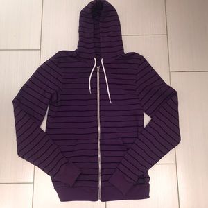 Purple striped zip up hoodie